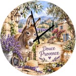 29 cm Glass Wall Clock Provence Donkey Lavender Design