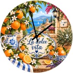 29 cm Glass Wall Clock Oranges Mediterranean Dolce Vita
