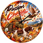 Pheasant shooting glass wall clock 29 cm hunting dog