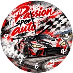 Motorsport racing car glass wall clock 29 cm