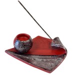 Handcrafted Incense Holder for Sticks, Cones, and Charcoal  Red