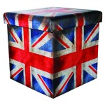 Union Jack Faux Leather Storage Ottoman Box 37 cm