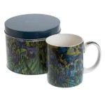 Van Gogh Irises Mug with Metal Tin  Porcelain Gift Set