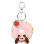 Recycled pink donut plush keyring 10 cm