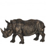 Patinated brown bronze Rhinoceros statue 18 cm