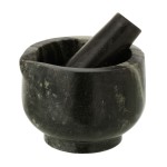 Marble mortar and pestle  black and grey