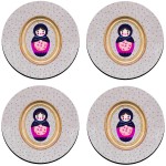 Set of 4 circle coasters Peas Russian doll by Cbkreation