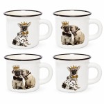 Set of 4 Dog Espresso Cups in Ceramic