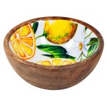 Small mango wood and resin lemon decorative bowl 15 cm