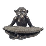 Figurine Tray Monkey  Gold-Patinated Resin