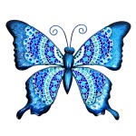Blue owl wall decoration in metal and glass 25 cm