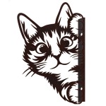 Peeking cat metal wall decoration vintage rust effect 20 cm
