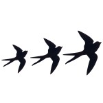 Set of 3 black metal swallow wall decorations 30 cm