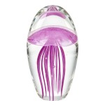 Handmade glass jellyfish paperweight pink purple 11 cm