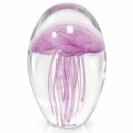 Handmade glass jellyfish paperweight pink purple 11 cm