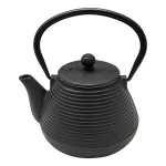 Japanese cast iron teapot black enamelled 600 ml with infuser