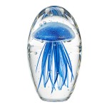 Handmade glass jellyfish paperweight blue marine decoration