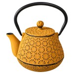 Japanese enamelled cast iron teapot mustard 600 ml with infuser