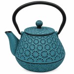 Japanese enamelled cast iron teapot light teal 600 ml with infus