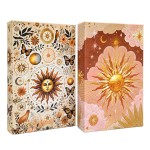 Set of 2 decorative book storage boxes sun and moon 26 cm