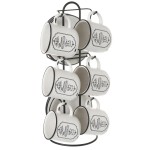 Set of 6 tea cups with retro ceramic saucers