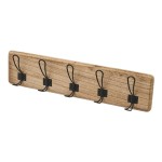 Natural Paulownia wood wall-mounted coat rack, 5 hooks