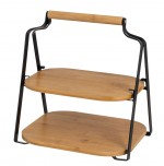 2-tier wood and metal stand  26 x 20 x 28 cm