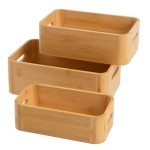 Set of 3 bamboo storage boxes  natural organizers