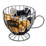 Coffee Capsule Holder Cup Shape Black Metal 19 x 15 x 13 cm