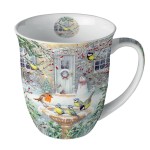 Fine porcelain winter birds mug  0.4 litre