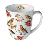 Fine porcelain winter birds mug  0.4 litre