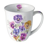 Fine porcelain pansies mug  0.4 litre