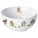 Fine porcelain garden birds bowl 400 ml white 14 cm