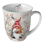 Fine bone china mug 0.40 L  Winter Gnome & Red Berries
