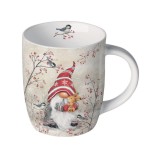 Small fine bone china mug 0.2 L  Winter Gnome & Red Berries