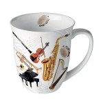 Fine Porcelain Mug  Musical Instruments  11 cm
