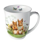 Fine Porcelain Mug  Squirrel Couple  11 cm