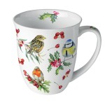 Fine porcelain Christmas birds mug  0.4 litre