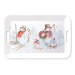 Rectangular tray snowman family  46.5 x 32.5 cm