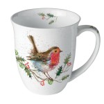 Fine porcelain Christmas robin mug