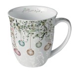 Fine porcelain Christmas mug in light grey