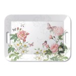 Rectangular melamine tray  English flowers and butterflies