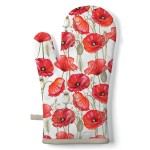 Floral oven mitt poppy design 18 � 30 cm