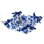 Foldable cotton bread basket blue floral design 20 � 20 cm