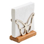 Mango wood and metal butterfly napkin holder 16.5 cm