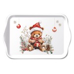 Melamine Mini Tray Christmas Teddy Bear with Gift