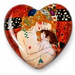 Heart glass paperweight Klimt The Three Ages of Woman