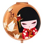 Nozomi compact pocket mirror double sided magnifying rose copper
