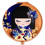 Rikiyo koi carp compact mirror double sided blue and rose copper