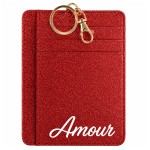 Glitter Polyester Amour Card Holder Keychain